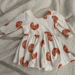 Monica & Andy Long a Sleeve twirl dress pizza 0-6 months